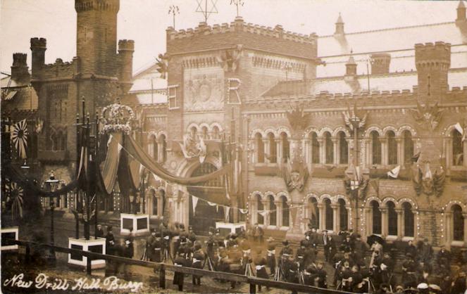 Bury Drill Hall - Unidentified Ceremonial Occasion - Click to go to next postcard - Bury